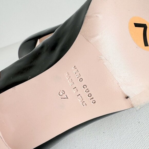 Red By Valentio Bow Detail Place PAtent Leather Nude beige Illusion Booties 37 - Picture 11 of 11